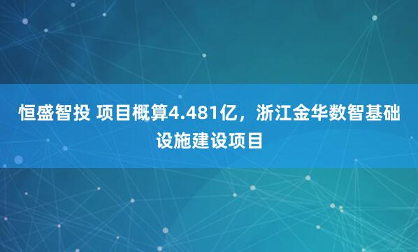 恒盛智投 项目概算4.481亿，浙江金华数智基础设施建设项目