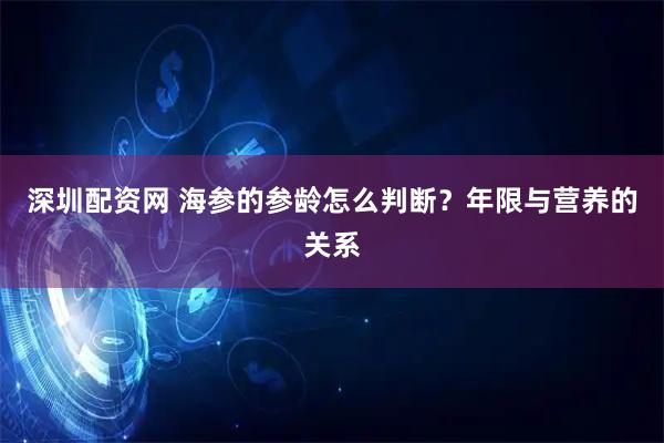 深圳配资网 海参的参龄怎么判断？年限与营养的关系